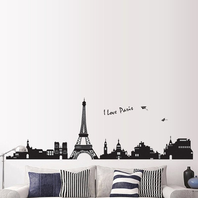 

Looks United  PVC Vinyl Self Adhesive I Love Paris Wall Sticker(Pack of 1, Black