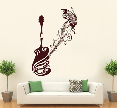 

Hoopoe Decor  Guitar, Music and Butterfly Sticker(Pack of 1, Brown