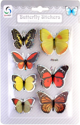 

Sunboy  3D Self Sticking Butterfly Wall Art Decor Sticker(Pack of 1, Multicolor