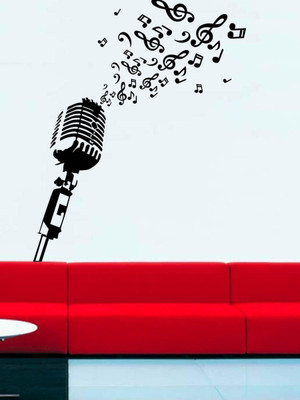 Trends on WALL 60 cm Retro Microphone Self Adhesive Sticker(Pack of 1)
