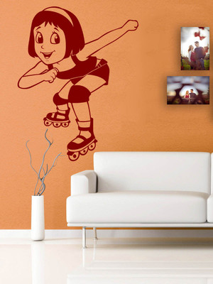 Trends on WALL 66 cm Skating Girl Self Adhesive Sticker(Pack of 1)