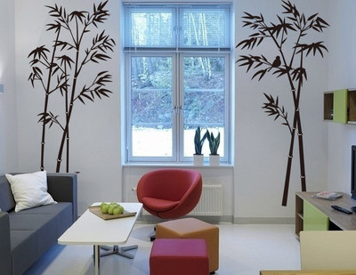 Asmi Collections 90 cm Two Black Tree Removable Sticker(Pack of 1)