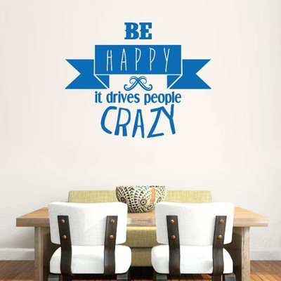 

Hoopoe Decor  Be happy Sticker(Pack of 1, Blue