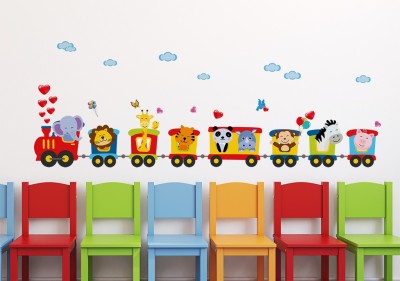 Aquire 125 cm Train Of Joy With All Animals In It & Love For Kids Sticker(Pack of 1)