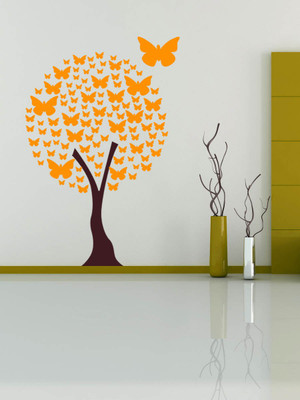 Trends on WALL 95 cm Butterfly Tree Self Adhesive Sticker(Pack of 1)