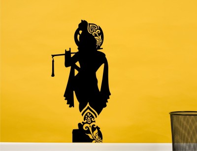 Heaven Decor1 55.95 cm Lord Krishna Black Wall Decal And Sticker Self Adhesive Sticker(Pack of 1)