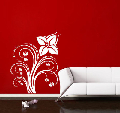 Creatick Studio 45.72 cm Red Swirl Flower Wall Decal Self Adhesive Sticker(Pack of 1)