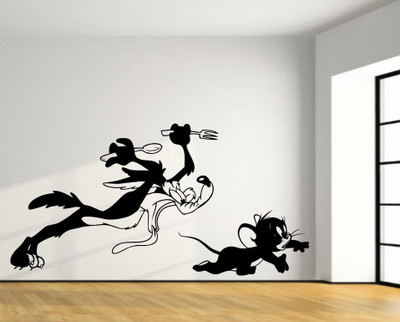 

Veldeco cartoon [H40xW80]cm  cut work vinyl self adhesive walldecal Sticker(Pack of 1, Black