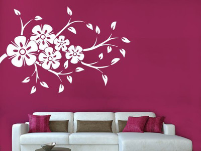 

Hoopoe Decor  Beautiful flower Sticker(Pack of 1, White