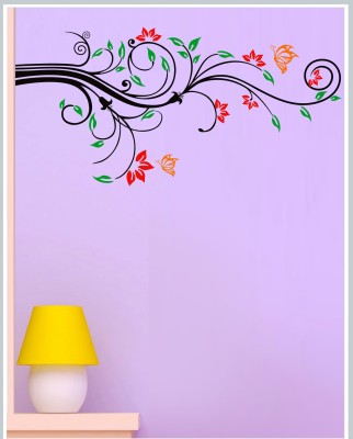 DECOR KAFE 154 cm Gloob Decal Style Colorful Floral Wall Self Adhesive Sticker(Pack of 1)