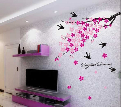 Aquire Wall Stickers Pink Flower Branch with Birds 936(Multicolor) available at flipkart for Rs.109