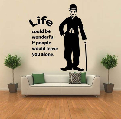 

Hoopoe Decor  Charlie Chaplin, life would be wonderful Sticker(Pack of 1, Black