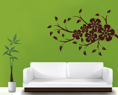 

Hoopoe Decor  Beautiful flower Sticker(Pack of 1, Brown