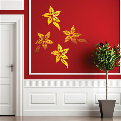 

Wall1ders  Acrylic Sticker(Pack of 4, Gold