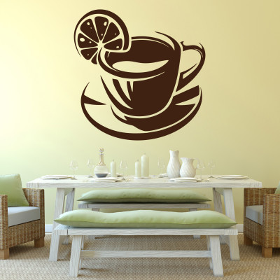 Creatick Studio 55 cm Creatick Studio Lemon Tea Cup Wall Sticker Self Adhesive Sticker(Pack of 1)