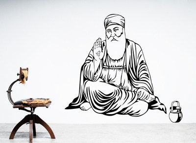 Creatick Studio 152.4 cm Shree Guru Nanak Dev Ji Wall Sticker Self Adhesive Sticker(Pack of 1)