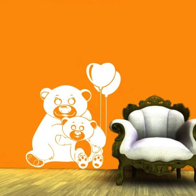 DECOR KAFE 40 cm Decor Kafe Bear and Cub Wall Decal Self Adhesive Sticker(Pack of 1)