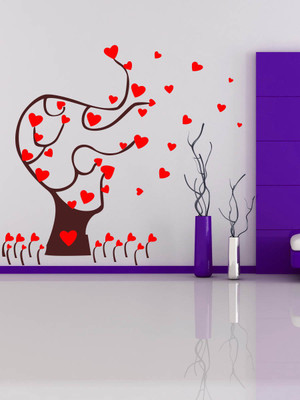 Trends on WALL 67 cm lovely heart tree Self Adhesive Sticker(Pack of 1)