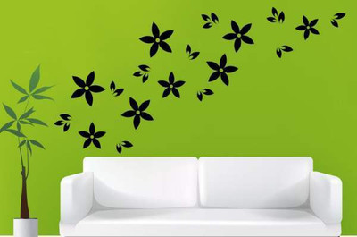 

Hoopoe Decor  Beautiful flowers 3 Sticker(Pack of 1, Black