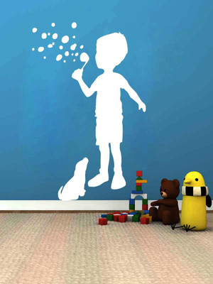 Creatick Studio 76.2 cm Child and A Dog Wall Decal Self Adhesive Sticker(Pack of 1)