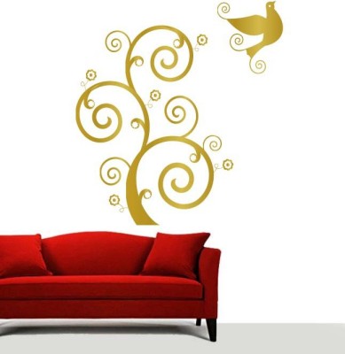 Creatick Studio 58 cm Creatick Studio Bird Swirl Wall Decal Self Adhesive Sticker(Pack of 1)