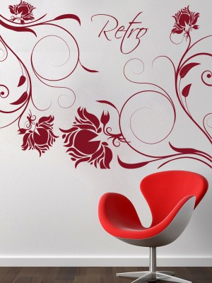 DECOR KAFE 60 cm Decor Kafe Retro Roses Wall Decal Self Adhesive Sticker(Pack of 1)