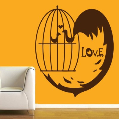 Creatick Studio 45.72 cm Love Bird Cage Wall Decal Self Adhesive Sticker(Pack of 1)
