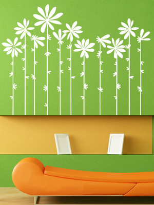 Trends on WALL 85 cm Beautiful Flowers Self Adhesive Sticker(Pack of 1)