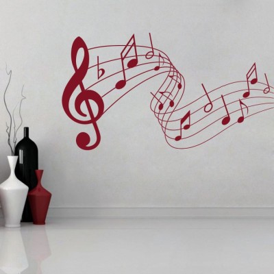 DECOR KAFE 63 cm Decor Kafe Music Notes Flying Wall Decal Self Adhesive Sticker(Pack of 1)