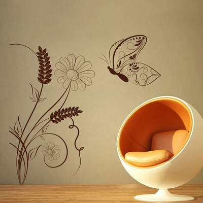 Creatick Studio 91.44 cm ButterFly on a Swirl Wall Decal Self Adhesive Sticker(Pack of 1)