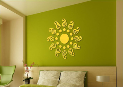 Espcreation 45 cm Esp Creation Traditional Golden Pure Cast Quality 3D Mirror Sticker(Pack of 1)