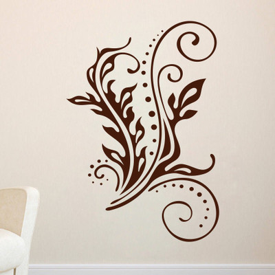 Creatick Studio 38.1 cm Swirl Leaf Wall Decal Self Adhesive Sticker(Pack of 1)