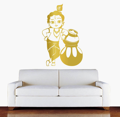 Creatick Studio 30 cm Creatick Studio Bal Krishna Wall Decal Self Adhesive Sticker(Pack of 1)