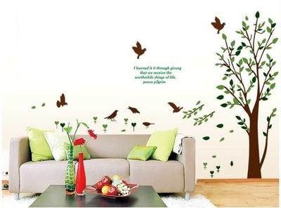 Asmi Collections 90 cm Royale Tree Birds Removable Sticker(Pack of 1)