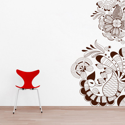 Creatick Studio 25.4 cm Peacock Pattern Wall Decal Self Adhesive Sticker(Pack of 1)