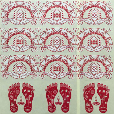 

Suman Creations  Rangoli Sticker Sticker(Pack of 6, Red