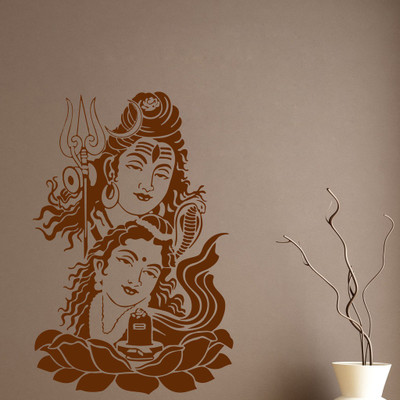 Decor Villa 58 cm Decor villa Jai shiv and parvati Wall Decal & Sticker Self Adhesive Sticker(Pack of 1)