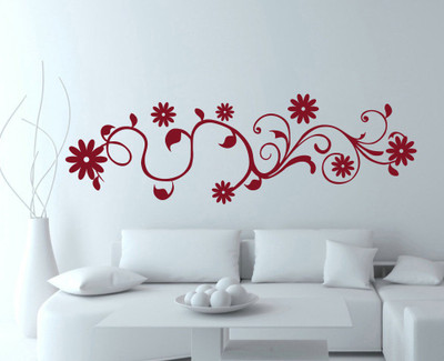 Creatick Studio 119.38 cm Flower Abstract Wall sticker Self Adhesive Sticker(Pack of 1)