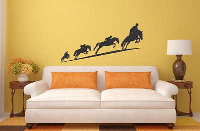 Asmi Collections 140 4 Jockey and Running Horses Sticker(Pack of 1)