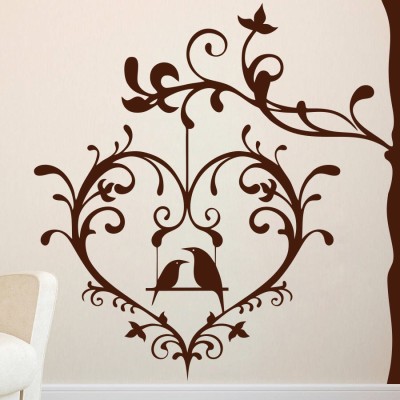 Creatick Studio 53.34 cm Birds Love Branch Wall Decal Self Adhesive Sticker(Pack of 1)