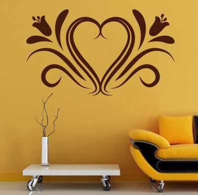 DECOR KAFE 30.48 cm Decal Style Heart Floral Wall Art Tiny Size-22*12 Inch Self Adhesive Sticker(Pack of 1)