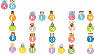Asmi Collections 200 cm Cute Animals with Alphabets Removable Sticker(Pack of 1)