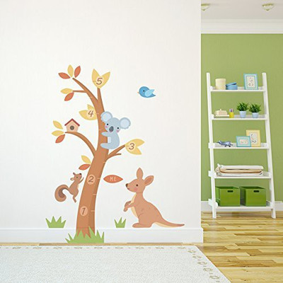 Asmi Collections 170 cm Big Tree Height Chart Koala Kangaroo Squirrel Bird Sticker(Pack of 1)