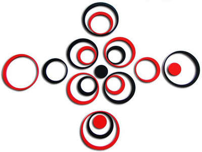 

EC  3D Acrylic Wall art Decals Circles Sticker(Pack of 19, Red;black
