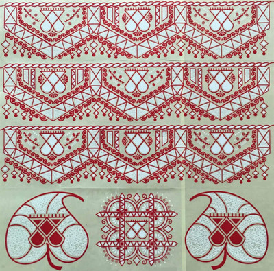 

Suman Creations  Rangoli Sticker Sticker(Pack of 6, Red