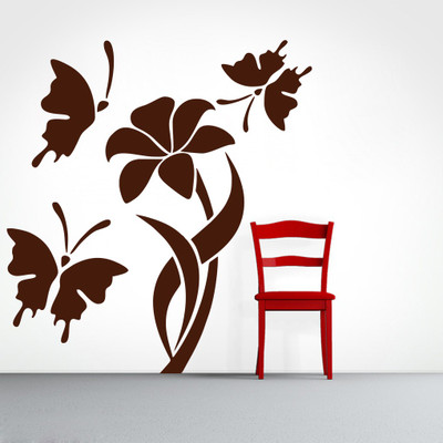 Creatick Studio 50.8 cm ButterFly with Swirl Wall Decal Self Adhesive Sticker(Pack of 1)