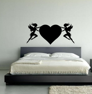 

Veldeco Heart [H27xW55]cm  cut work vinyl self adhesive walldecal Sticker(Pack of 1, Black