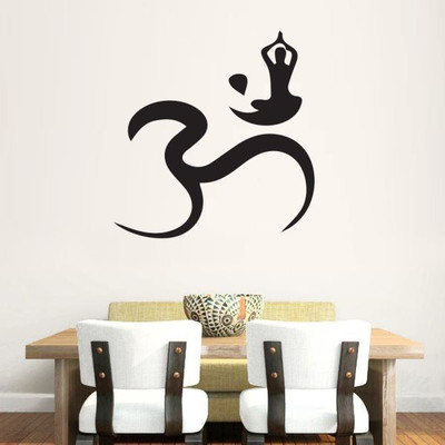 

Hoopoe Decor  Om with Yoga Sticker(Pack of 1, Black