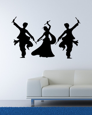 

Veldeco Dance [H34xW56]cm  cut work vinyl self adhesive walldecal Sticker(Pack of 1, Black