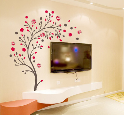 Asmi Collections 90 cm PVC Decals Pink Tree Removable Sticker(Pack of 1)